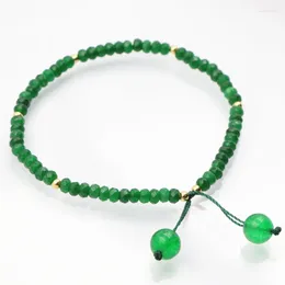 Charm Bracelets Exquisite Strand Bracelet Natural Chalcedony Stone Jades 2x4mm Beads Adjustable Tassels Bangle Jewellery 7.5inch A636