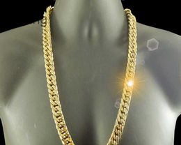 18 k Yellow G/f Gold Chain Solid Heavy 10mm xl Miami Cuban Curn Link Necklace 42D5