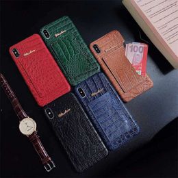 Keychains Lanyards Crocodile Skin Leather Card Solt Stand Case For iPhone 11 Pro 6s 6 7 8 Plus X XS Max XR Card Pocket Holder Case For Airpods Case J240509