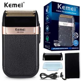 Razors Blades Original Kemei Mens Rechargeable Razor Waterproof Electric Beard Machine Bald Q240508