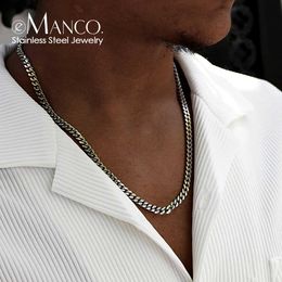 Chains eManco Silver color 2MM/3MM/4MM/6MM/8MM Mens Cuban Link Chain Necklace Stainless Steel Women Trendy Punk Jewelry d240509