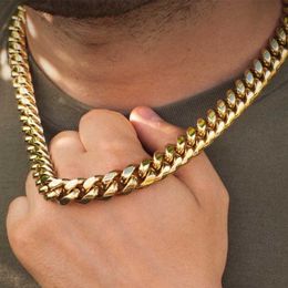 Chains Hiphop Golden 13MM Curb Cuban Link Chain Necklace For Men Women Miami Cuban Necklace Bracelet Set Chunky Chain Fashion Jewellery d240509