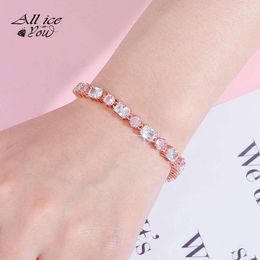 Alliceonyou Nowa szerokość 6 mm Wysokiej jakości łańcuch tenisowy Hip Hip Duża kwadratowa okrągła bransoletka lodowana bling cZ JENDICE for Women Prezent