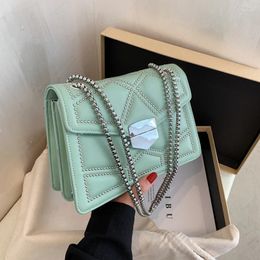 Shoulder Bags Small PU Leather Green Crossbody For Women 2024 Rivets Messenger Bag Female Travel Handbags Chain Cross Body