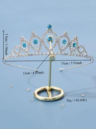 Hair Accessories 1 Beautiful Crown Peacock Blue Stone Point Diamond Bridal Headband Performance Party June Day Gift For Daught