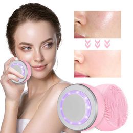 Home Beauty Instrument Electric facial cleaning brush ultrasonic silicone massage machine blackhead removal deep Q240508