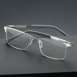 Sunglasses Business Reading Glasses Fashion Men's Anti Blue Light Metal Half Frame Glare Eye Strain UV Computer Eyeglasses 1 0- 4 3114