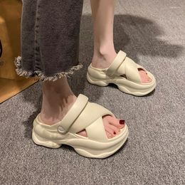 Slippers Shoes For Women 2024 High Quality Summer Women's Concise Solid Platform Heels Water Proof Daily