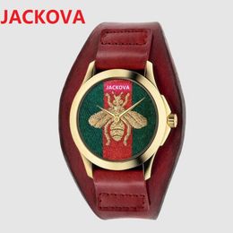 Big Leather Strap quartz fashion womens mens watches 39mm bee tiger snake shape top quality nice model retro vintage gifts wristwatch p 2589