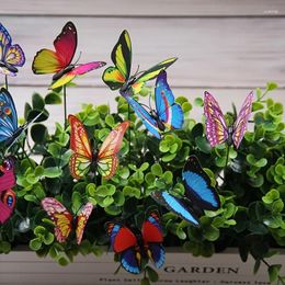 Garden Decorations 10pcs Colourful Butterfly Stakes 3D Artificial Decor & Patio Random Pattern