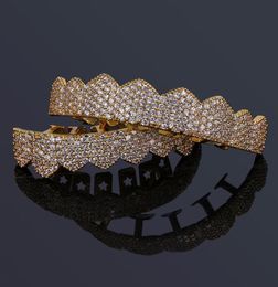 Cubic Zirconia Grillz Luxury Exquisite Bling Zircon Micro Paved Dental Grills Fashion Rapper 18K Gold Platinum Plated Hip Hop Teet7289627