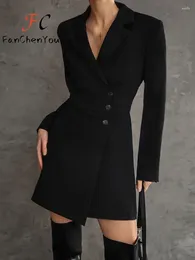 Casual Dresses Spring Women's Dress 2024 Fashion Office-lady Asymmetric Black Suit Skirt Sense Of Design Elegant High Waist Short Female
