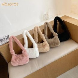 Shoulder Bags Fashion Solid Colour Underarm Bag Women Plush Soft Autumn Winter Fluffy Female Totes Handbag