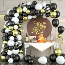 Party Decoration Selling 78Pcs Black Pearlescent Agate Latex Balloon Wreath Arch Set For Birthday Baby Shower Holiday