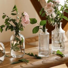 Vases Mini Transparent Glass Vase Nordic Flower Hydroponic Plant Modern Living Room Ornament Floral Wedding Home Decor