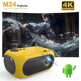 Projectors M24 Mini 4K HD LED Projector Android 11.0 Bluetooth WIFI 6.0 BT5.0 Auto Focus 1920 * 1080P Home Theater Outdoor Portable Projector J240509