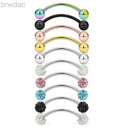 Navel Rings 1-10Pcs 16G Surgical Steel Tiny Curved Eyebrow Barbell Ear Navel Belly Ring Piercing Jewelry for Women Men 6mm 8mm 10mm d240509