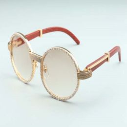 2021 New wood small diamond sunglasses 7550178-B1 High quality whole wrapped frame size 55-22-135mm 253P
