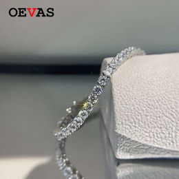 OEVAS 100% Sterling Sier 3mm de altura diamante de diamante Super flash tênis Bracelet Fine Jewelry Gift atacado
