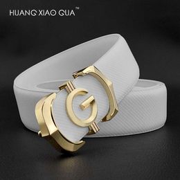 Luxury leather belt man white belts designer belts men high quality G letter buckle male strap ceinture homme J1223 2015