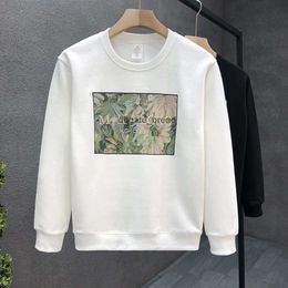 Chaopai Sweater Mens Cotton Printed Top 2023 Autumn New White Casual Round Neck Long Sleeve T shirt