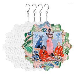 Decorative Figurines 4pcs 9.8 Inch Sublimation Wind Spinner Blanks 3D Aluminum Spinners For Garden Laser-cutting Spinning Art Hanging