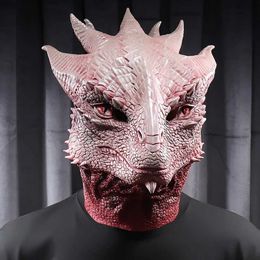Party Masks Dragon Mask Role Playing Animal Warrior Character Monster Latex Helmet Halloween Carnival Costume Props Q240508