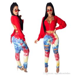 Women Holes Printed Designer Jeans Skinny Sexy Floral Distrressed Ladies Pencil Pants Streetwear Colorful Womens Clothing1113824