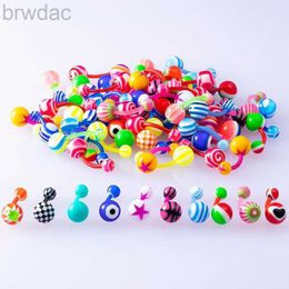 Navel Rings 10/20/50pcs Acrylic Navel Stud Colourful Ball Belly Ring Bar Belly Button Rings Sexy Barbell Women Ombligo Piercing Body Jewellery d240509