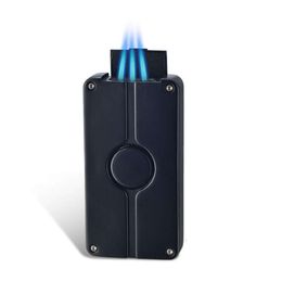 Portable Iatable Welding Gun Airbrush Three Straight Flush Point Cigar Windproof Blue Flame Direct Flush Lighter
