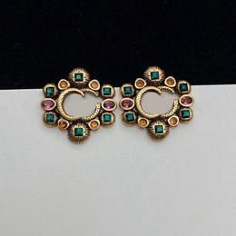 Fashion Colored Diamond Stud Earrings aretes orecchini Women High Quality Brand Designer Earrings 216b