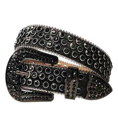 2021 low whole New Western Bling Rhinestones Removable Buckle Studded Belt for Women Men Fashion Cowgirl Cowboy Cein4915728