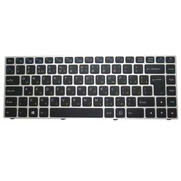 Laptop Backlit Keyboard For CLEVO P640 MP-13C26SUJ4306 6-80-N13B0-281-1 Russian RU Silver Frame