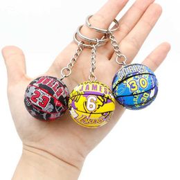 Keychains Lanyards Basketball souvenir keychain rubber game ball keyring 3D basketball fan collectible pendant keychain friend gift J240509