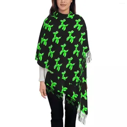 Scarves Green Balloon Scarf With Tassel Animal Print Warm Soft Shawls Wrpas Womens Custom DIY Head Autumn Retro Foulard