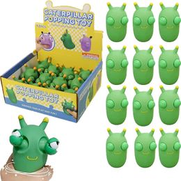 Funny Grass Worm Pinch Toy Novelty Eye Popping Squeeze Toy Squeeze Green Eye Bouncing Worm Toy 3D Grass Worm Fidget Toys 240509