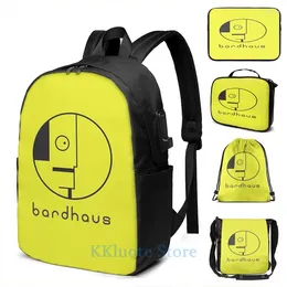 Backpack Funny Graphic Print Bardhaus USB Charge Men School Bags Women Bag Travel Laptop
