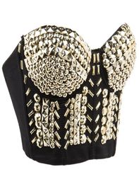 Bustiers & Corsets Plus Size Women Resin Gems Beading Rhine Bustier Crop Top Spaghetti Strap Push Up Corset Bra Vest Sexy Party Club We3538484