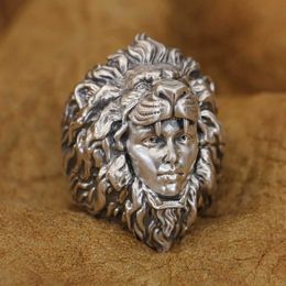 Band Rings LINE 925 SterllSilver Lion Beauty RMens Biker Rock Punk Jewelry TA349 US Size 7-16 J240508