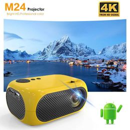 Projectors M24 Mini 4K HD LED Projector Android 11.0 Bluetooth WIFI 6.0 BT5.0 1920 * 1080P Home Theatre Autofocus Outdoor Portable Projector J240509