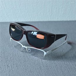 Sunglasses Evove Cat Eye Clip Polarized Shades Women Men Brown Windproof Goggles Driving Anti Glare Wrap Fit Over Eyeglasses Frame UV400