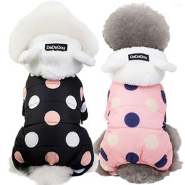 Dog Apparel Dot Pet Clothes Cotton Padded Winter Coat Snowsuit Hoodie Jumpsuit For Small Dogs Cats Water-Resistant Snow Jacket
