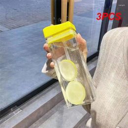 Water Bottles 3PCS Cup 355ml Plastic High Value Adult General Portable Drinking Tools Sports Bottle Square With Straw Durable