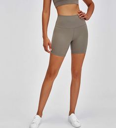 Feste Farbe Nackt Yoga Shorts hohe Taille Hüft enge elastische Training Womens Hosen laufen Fitness Sport Workout Leggings6a