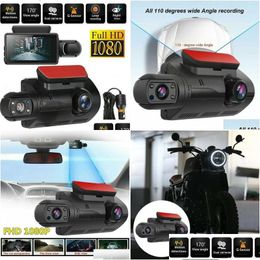 Car Dvr Dvrs Dashcam Dual Camera Hd Front Rear 2 Lens Recorder Dash Cam Wide Angle Night Vision Recorders Drop Delivery Mo Dhw0P