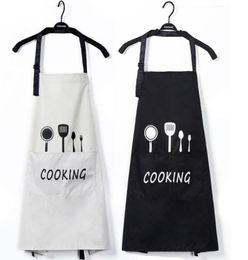 Aprons with Front Big Pocket Waterproof Oil Proof Kitchen Knife Fork Print Apron Cooking Baking Household Cleaning Tools kit Home 1158689