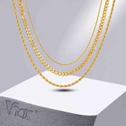 Chains Vnox 3PCS Chain Necklaces for Women Twisted Rope Chain Miami Curb Cuban Links Collar Snake Chain Choker Set d240509