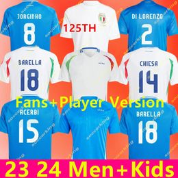 24 25 Soccer Jerseys Italian 2024 2025 Euro Cup National Team BAGGIO Italia Jersey VERRATTI CHIESA Vintage JORGINHO Football Shirt BARELLA MALDINI Kids Kit