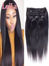 Malaysian Straight Hair Clip In Hair Extensions Unprocessed Human Hair Weaves 7 Piecesset Full Head 70120g4133071