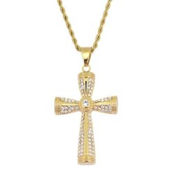 hip hop cross diamonds pendant necklaces for men women western luxury necklace Stainless steel Cuban chains Religion jewelry1803214676169